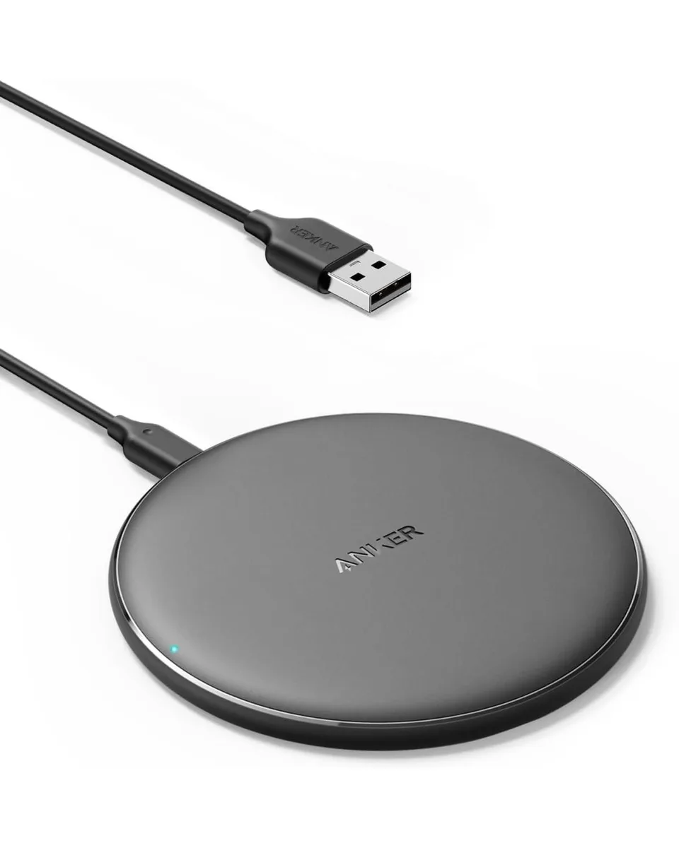 Anker 313 wireless charging pad, flat white disc with subtle branding