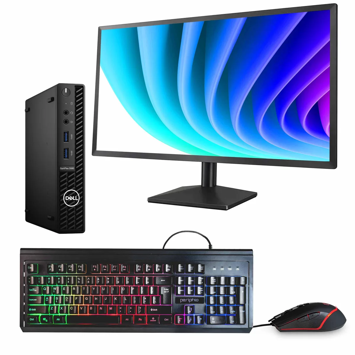 DELL DELL OptiPlex 3080 Mini PC i5-10500T 16GB DDR3 500GB SSD 24" LCD Monitor Win 11 Pro WiFi Bluetooth — product photo