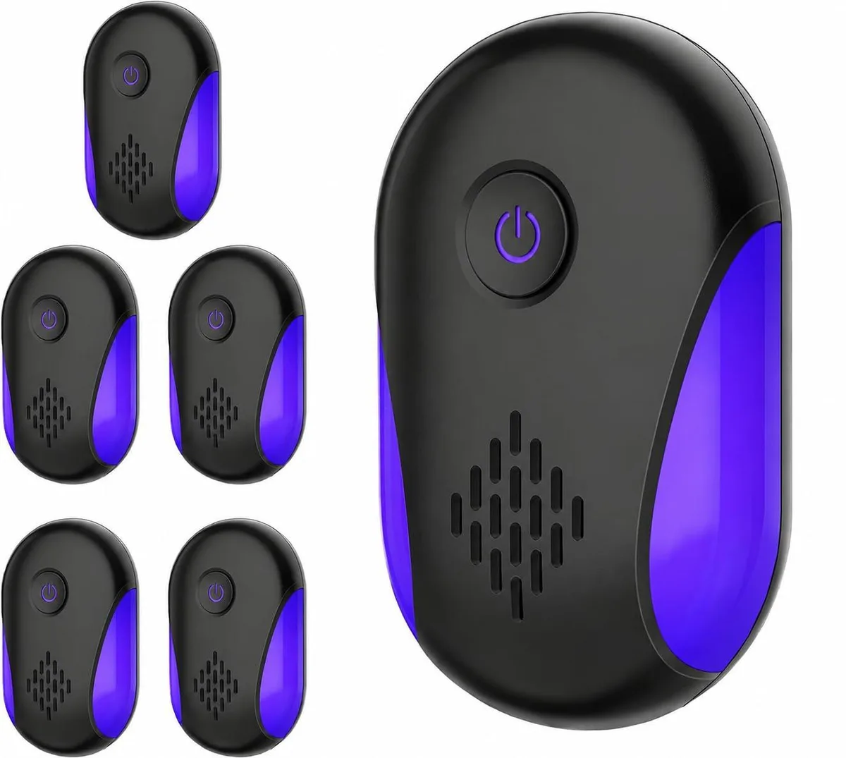 Six white plug-in ultrasonic pest repellers