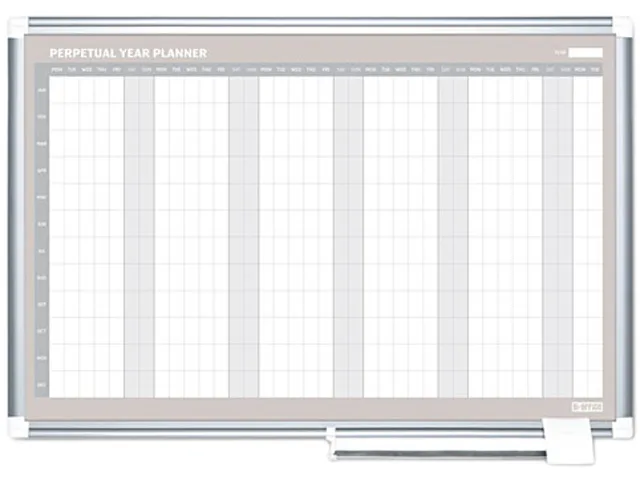 Bi-Silque Bi-Silque GA0594830 MasterVision Perpetual Year Planner Board 48x36 White/Silver — product photo
