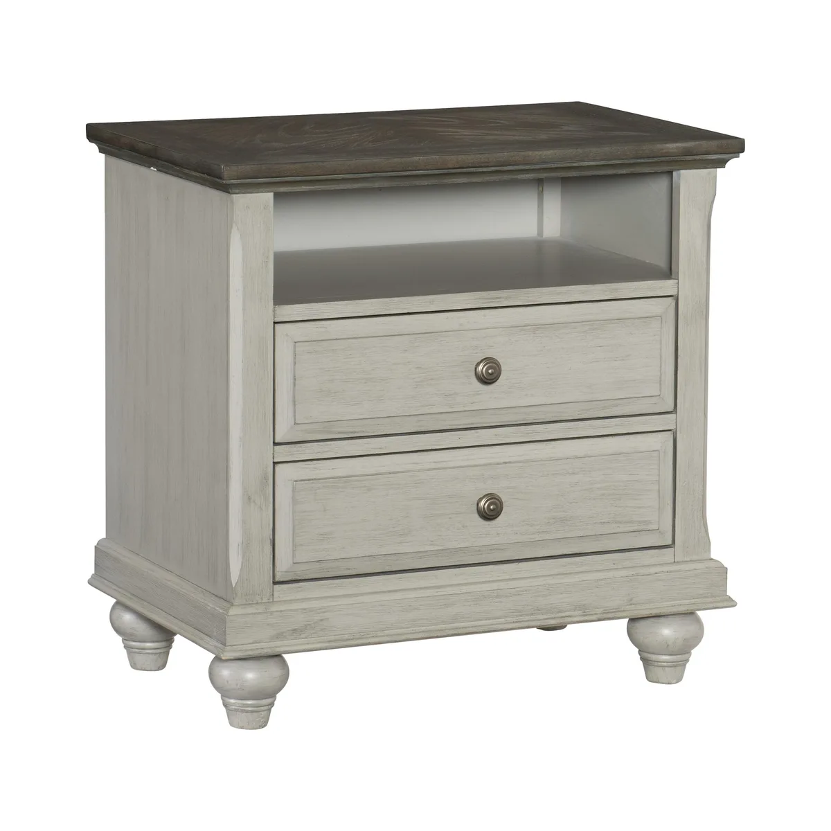 tuphen tuphen Mossbrook Nightstand 27" x 17" x 27"H Brown Light Gray 2 Drawers Cubby — product photo