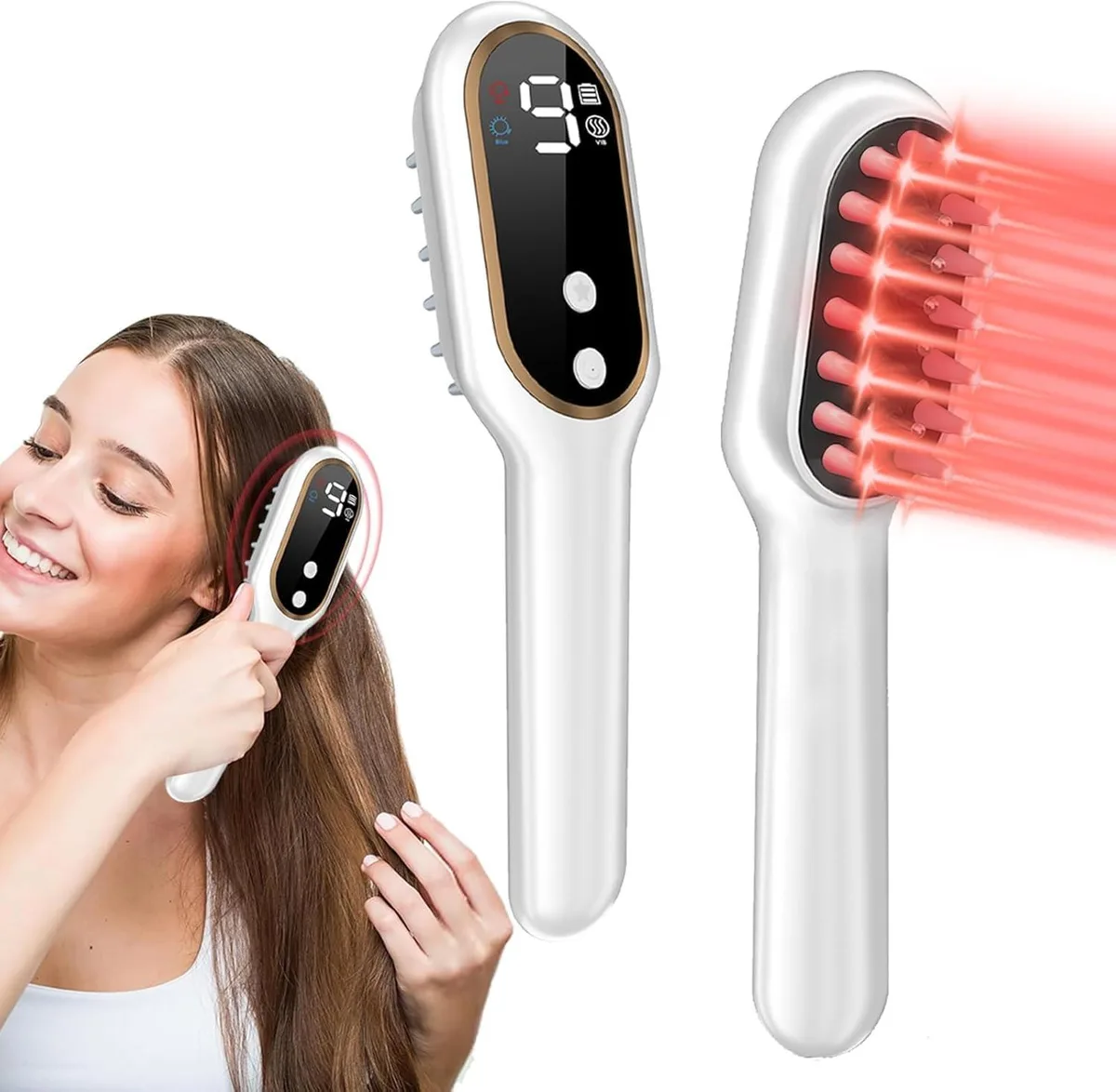  Laser Hair Growth Comb 650nm Red Light Therapy White hair styling tool — product photo