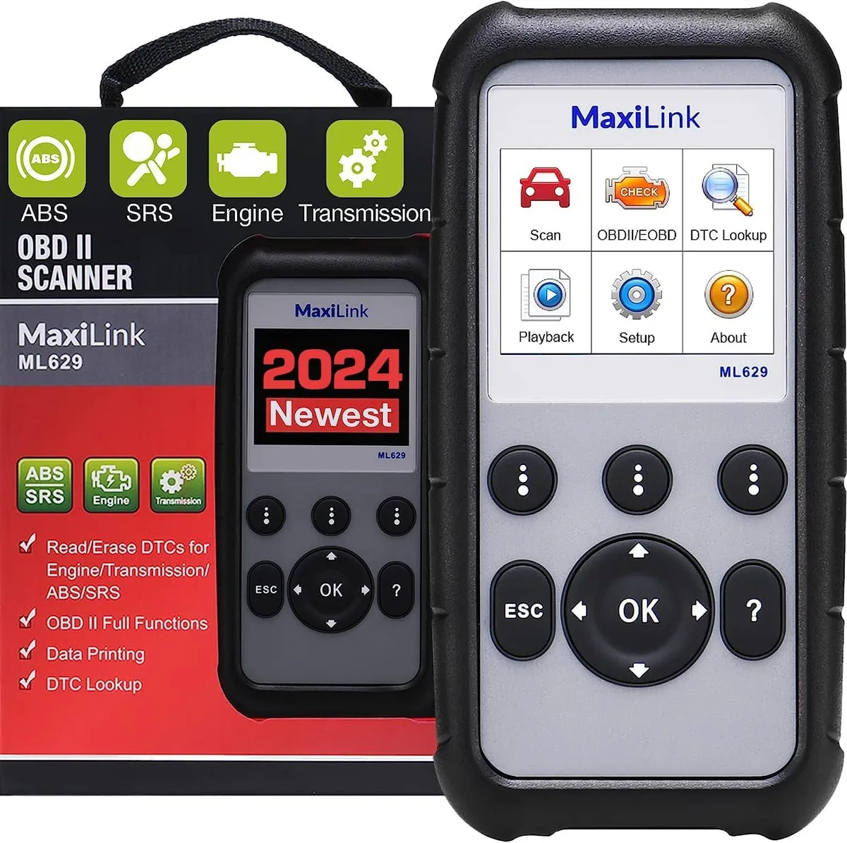 Handheld OBD2 scanner with colour screen and cable