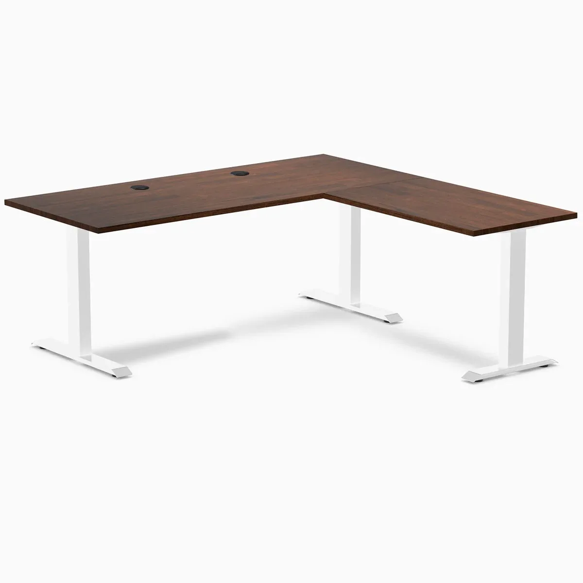 Desky Desky Zero Rubberwood L-Shape Desk Red Walnut White 72x30x70x24 in — product photo
