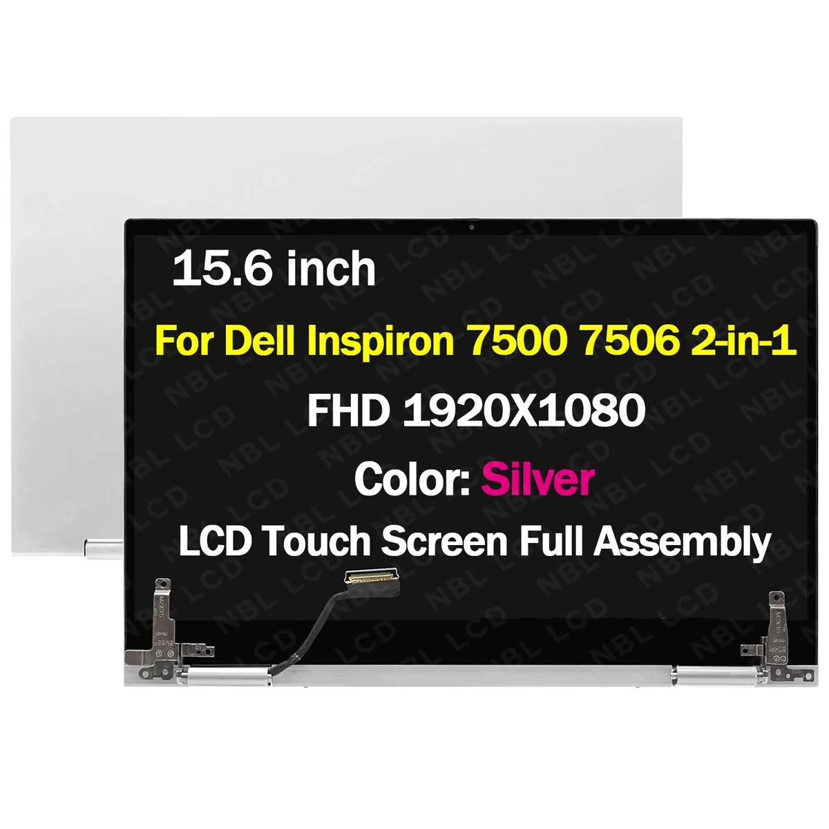 NUOLAISUN NUOLAISUN 15.6" FHD LCD Touch Screen for Dell Inspiron 7506 2-in-1 Silver — product photo