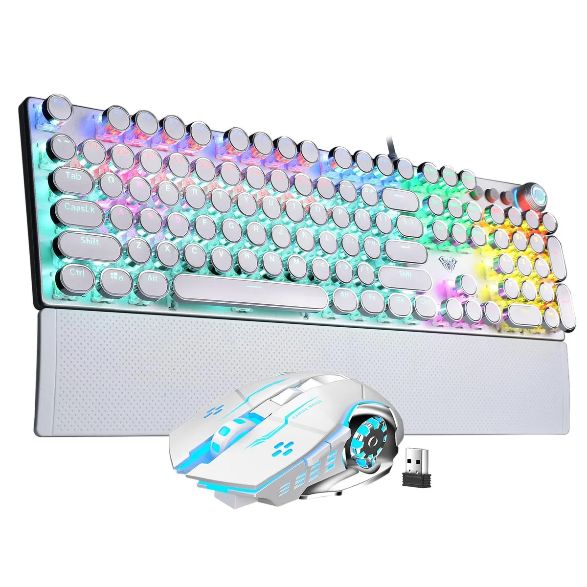 AULA AULA F2088 Gaming Keyboard White Blue Switch 104 Keys USB Wired — product photo