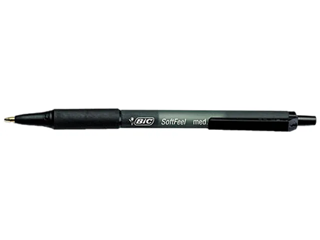 BIC BIC SCSM11BK Soft Feel Retractable Ballpoint Pen, Black Ink, 1.0 mm Medium, Dozen — product photo