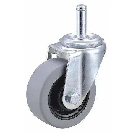 Zoro Select swivel stem caster, polyurethane wheel, zinc-plated steel frame