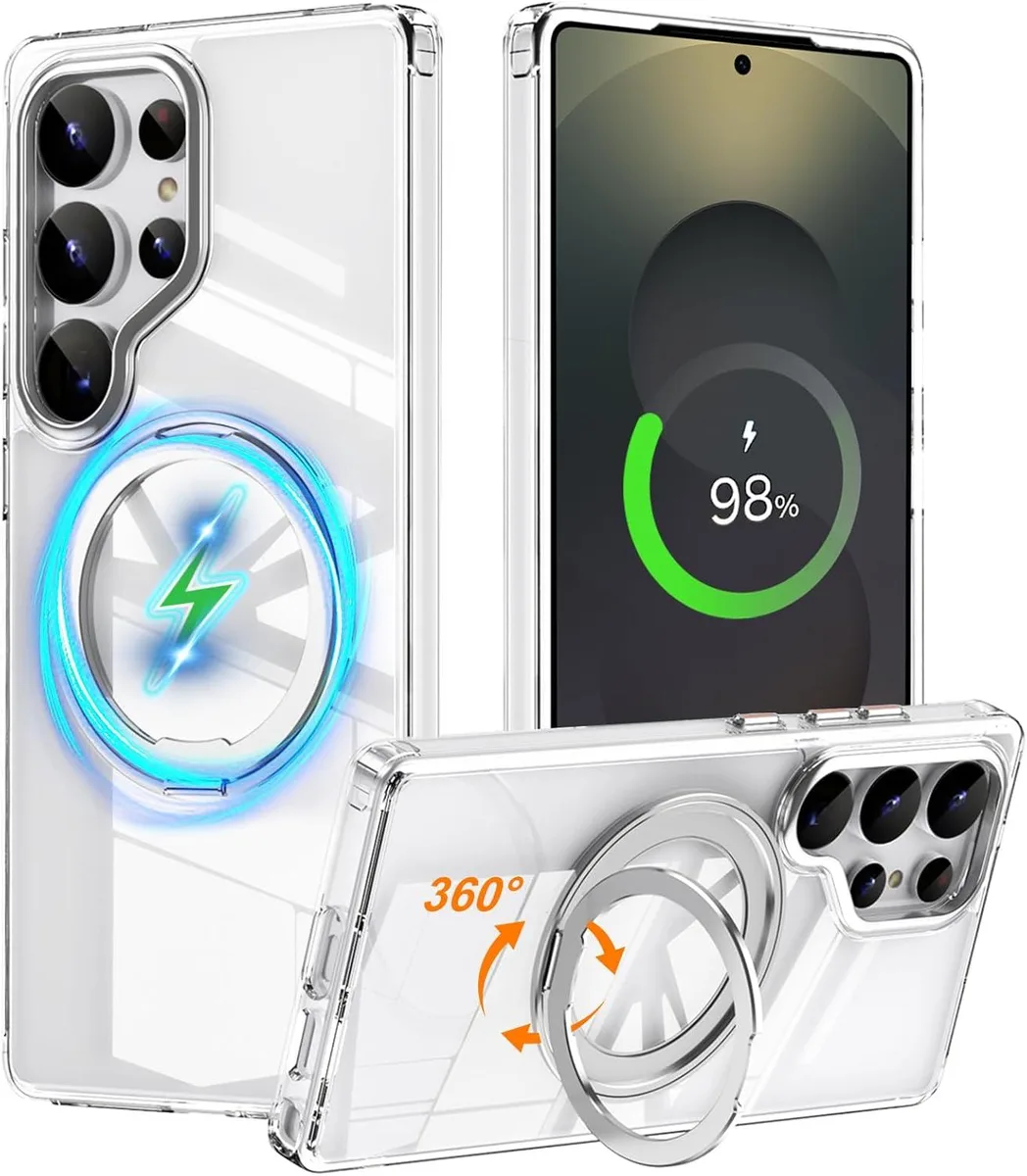 BONAEVER BONAEVER Samsung Galaxy S25 Ultra Case Clear 360° Ring Stand — product photo