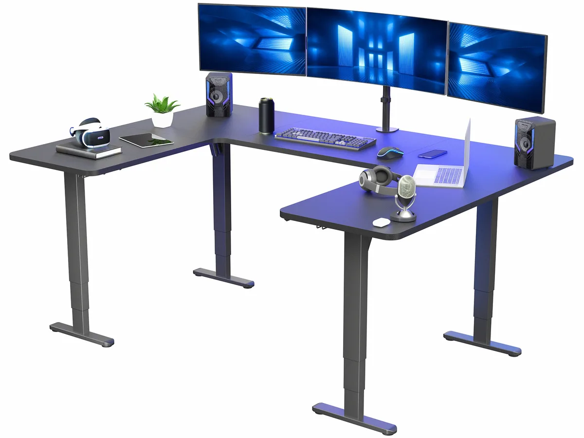 VIVO VIVO Black U-Shaped 83" x 60" 4-Leg Electric Standing Desk — product photo