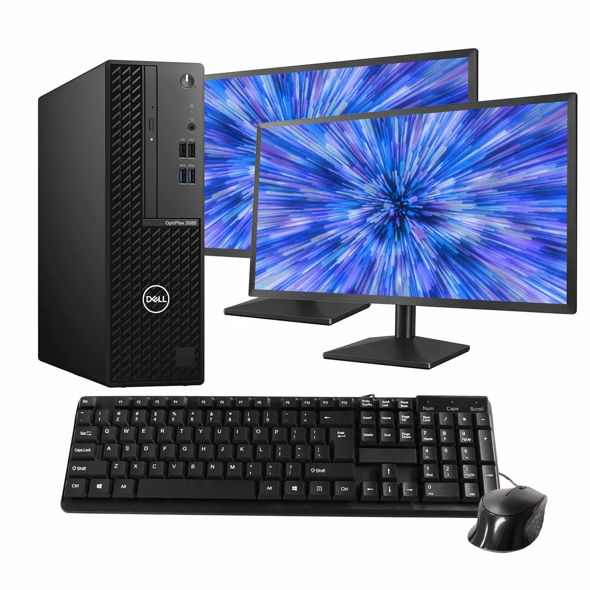 DELL DELL OptiPlex 3080 Desktop PC i7-10700 16GB DDR3 1TB SSD 1TB HDD Dual 24" Monitors Quadro P620 Win 11 Pro — product photo