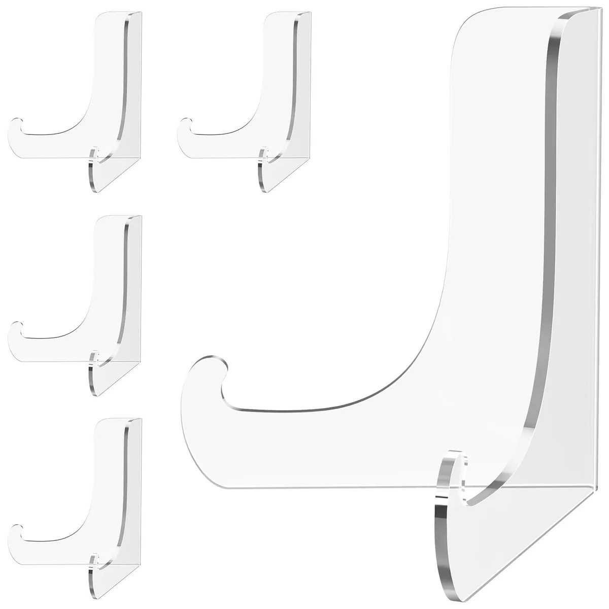 Five clear acrylic easel stands triangular large size glossy finish