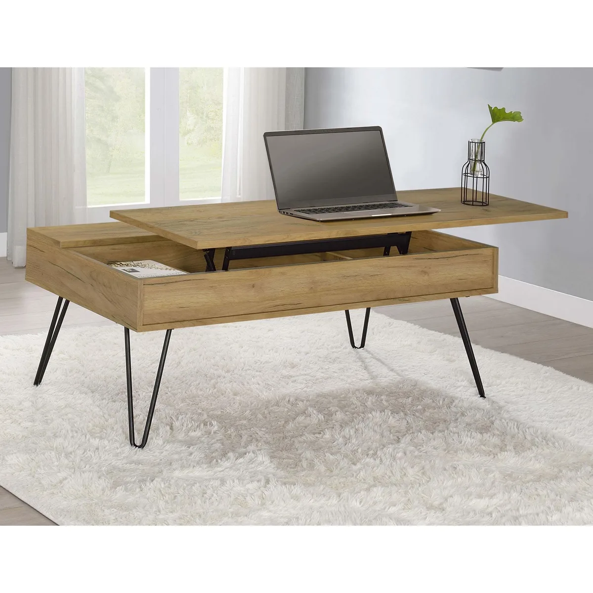 tuphen tuphen Amara Golden Oak Black Lift Top Occasional Table — product photo