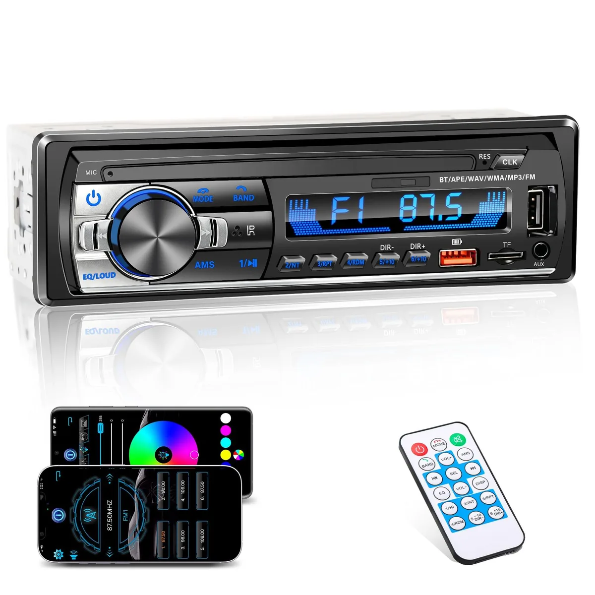  BOSS AUDIO 9901 Single DIN Car Receiver Bluetooth 18 Presets 2.1A USB 200W — product photo