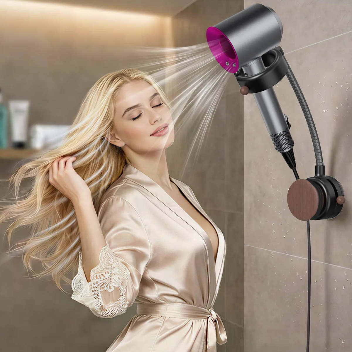 Hair Dryer Holder Wall Mount 360° Rotating — product photo