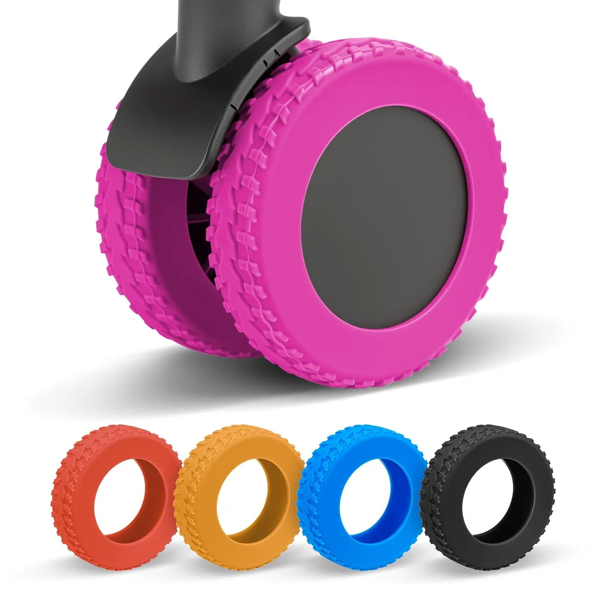 Eight pink silicone wheel covers for 2 to 2.4 inch spinner wheels