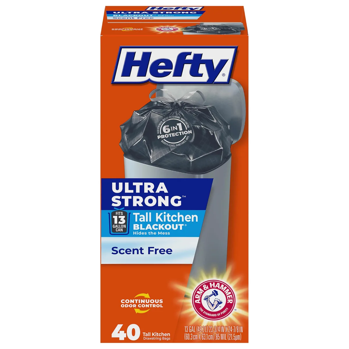 Box of 40 black 13-gallon polyethylene trash bags