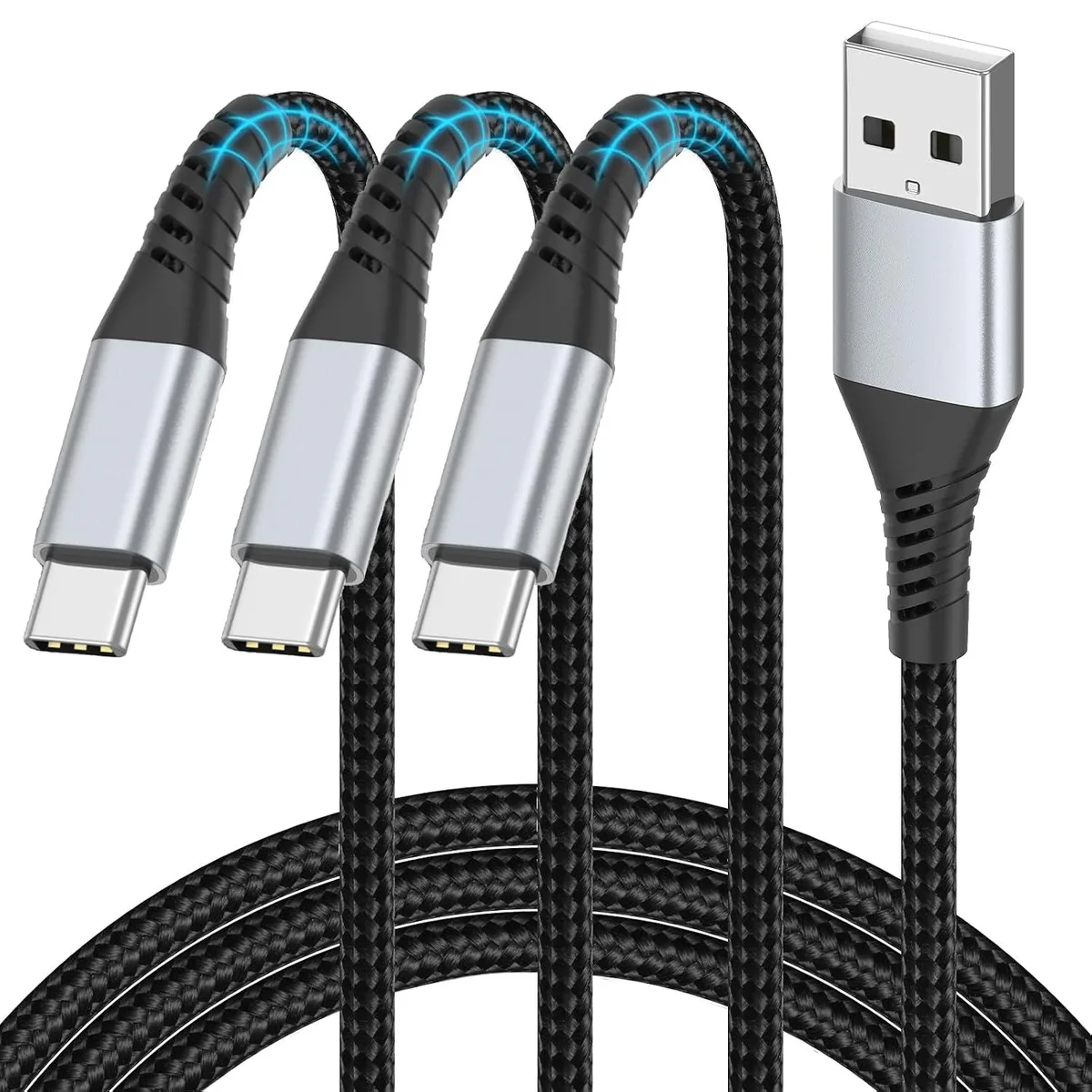 Kootion Kootion USB-C to USB-A cable 3-pack 0.6 m 3A 480 Mbps braided — product photo
