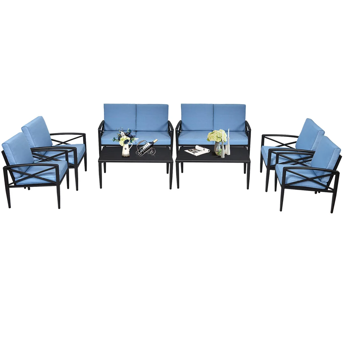 Costway Costway 8PCS Patio Furniture Set Aluminum Frame Blue — product photo