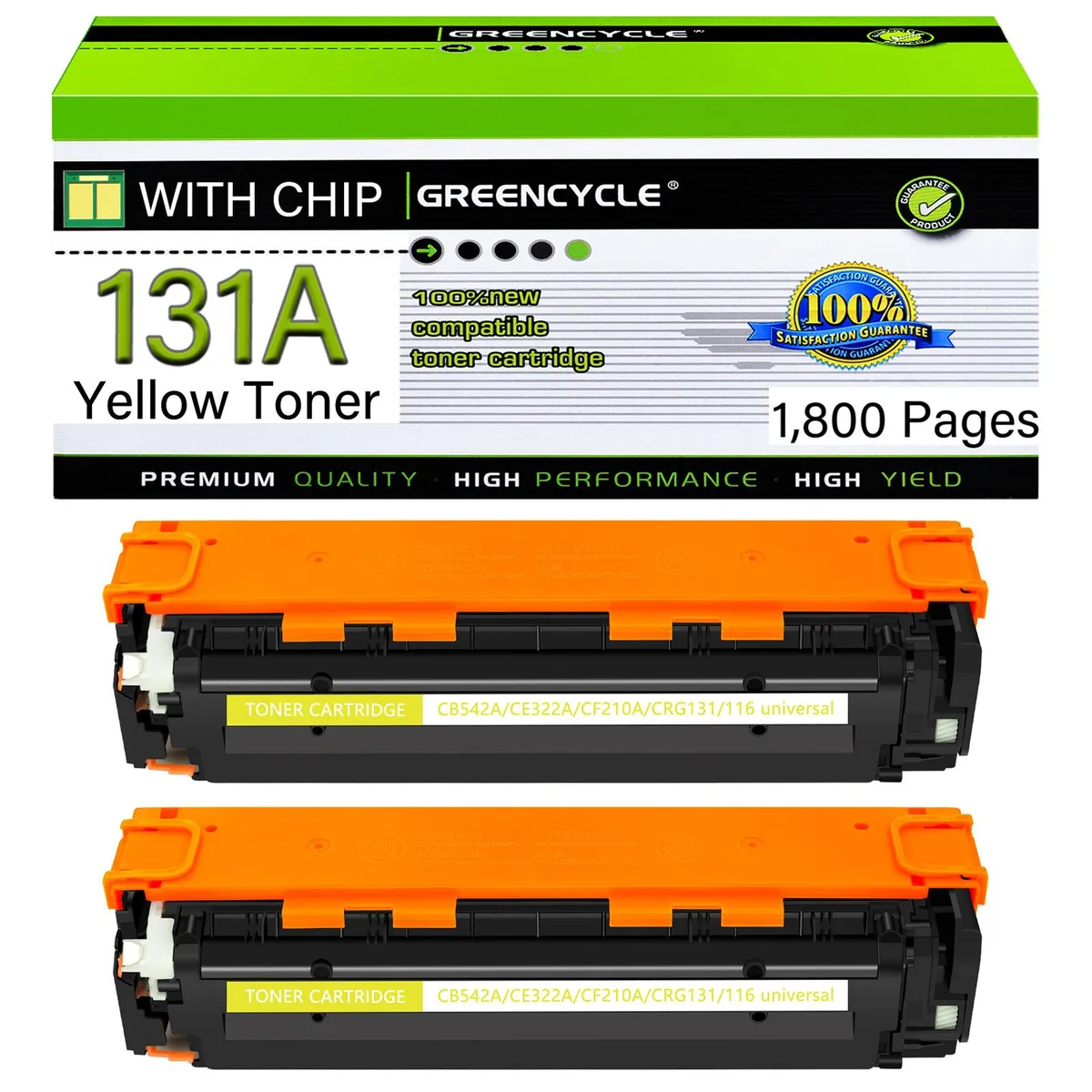 GREENCYCLE GREENCYCLE 131A CF212A Yellow Toner Cartridge 2 Pack — product photo