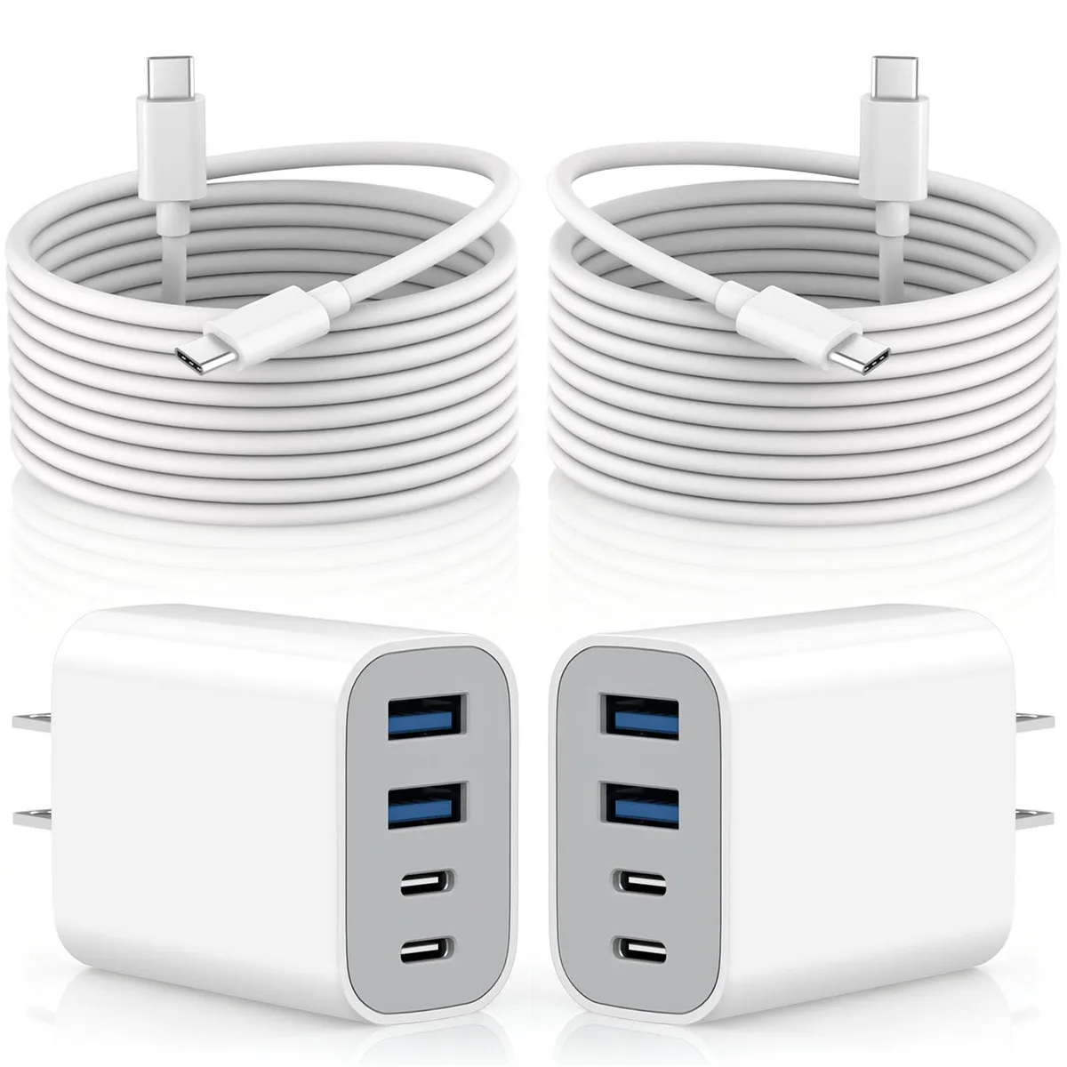  Alumenar JXYCDQ01A 40W 4-port USB charger 2-pack with 10ft cables — product photo