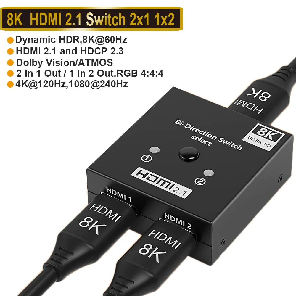 AUBEAMTO AUBEAMTO OZQ8AB2 8K 60Hz 4K 120Hz Bi-Directional HDMI 2.1 Video Switch — product photo