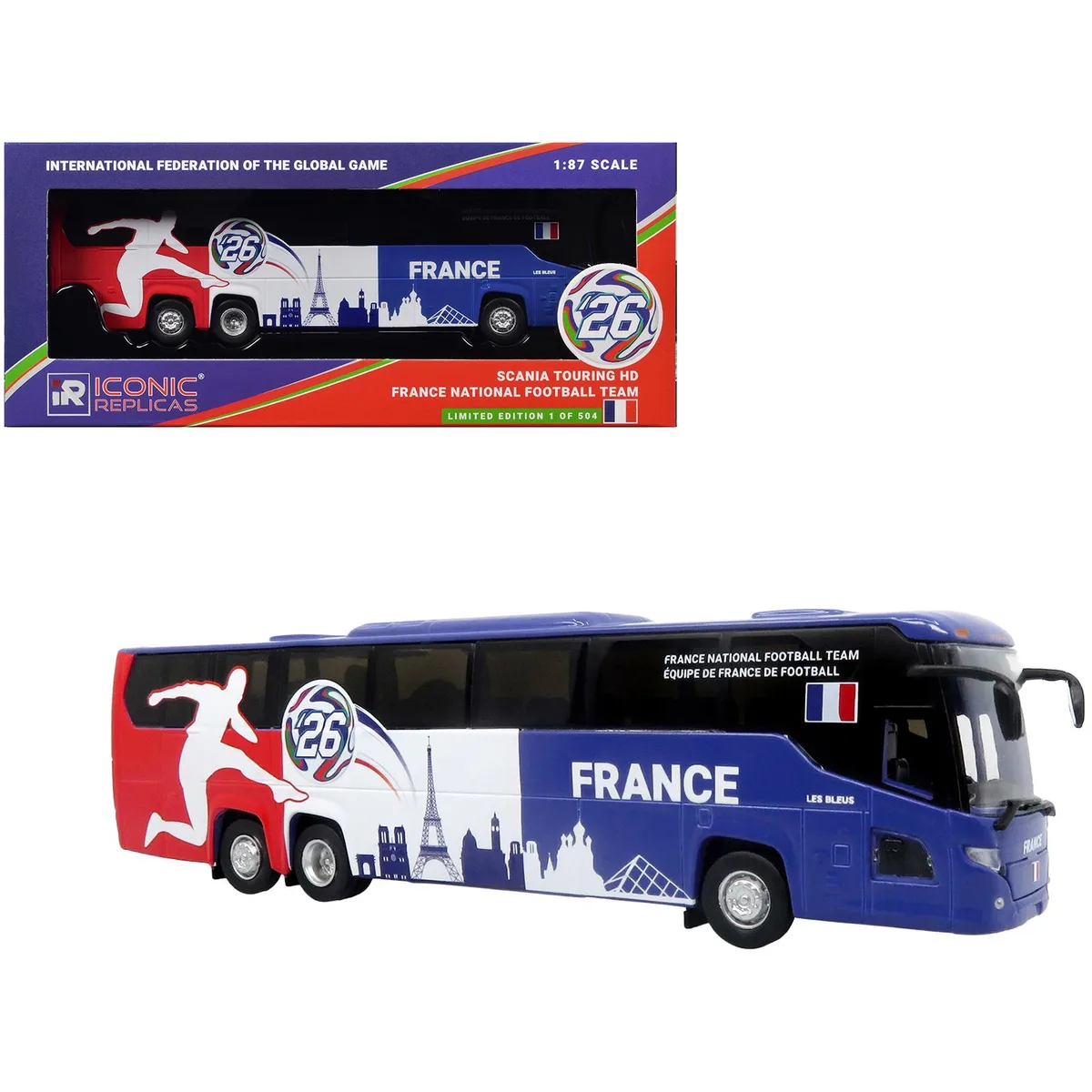Iconic Replicas Iconic Replicas Scania Touring HD Coach Bus "France National Football Team" 1/87 Limited Edition 504 pcs — product photo