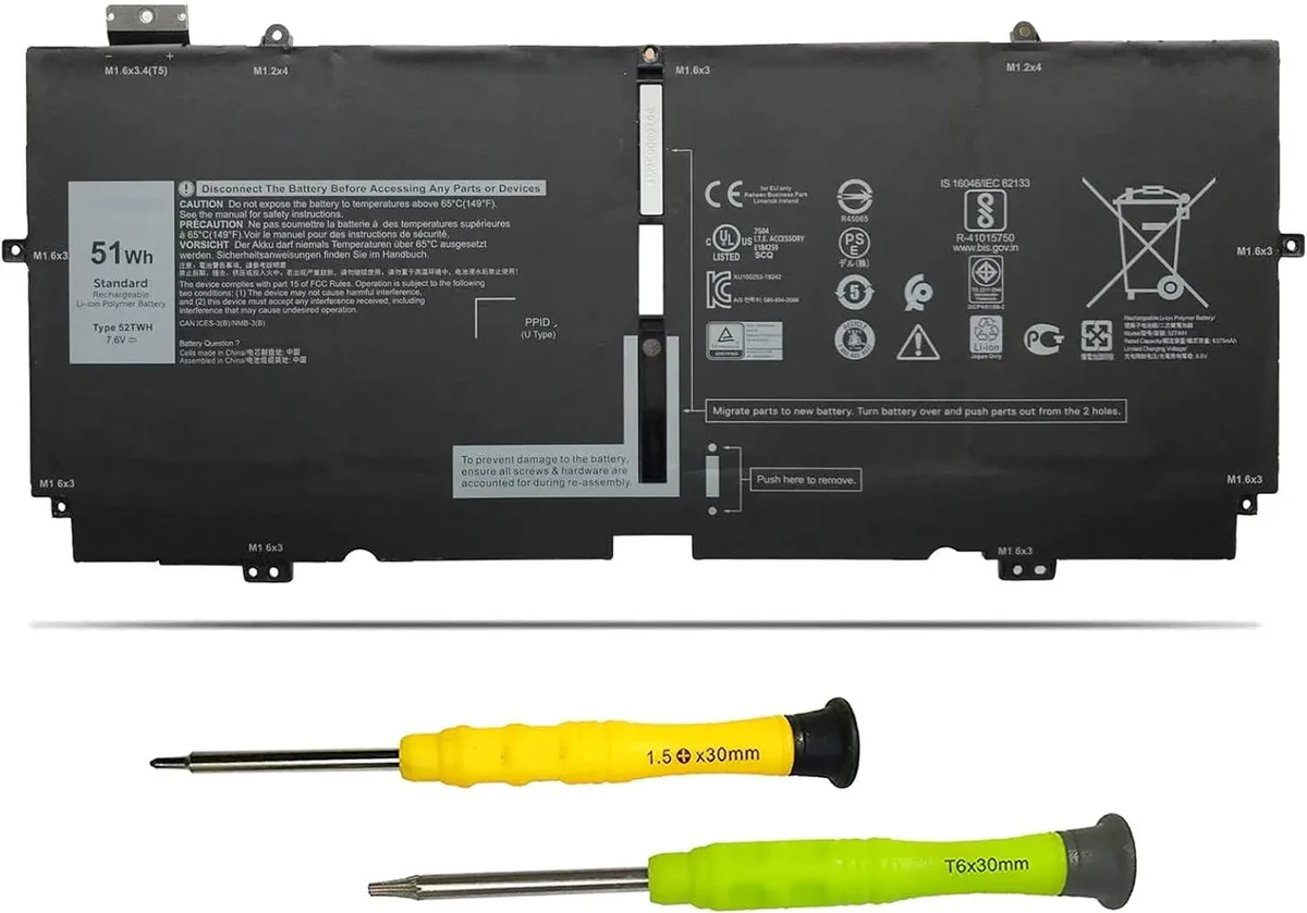 NShi NShi 52TWH 51Wh 7.6V laptop battery for Dell XPS 13 7390 2-in-1 — product photo