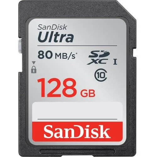 SanDisk SanDisk SDSDUNC-128G CYU 128GB SDXC Class 10 U1 80MB/s memory card — product photo