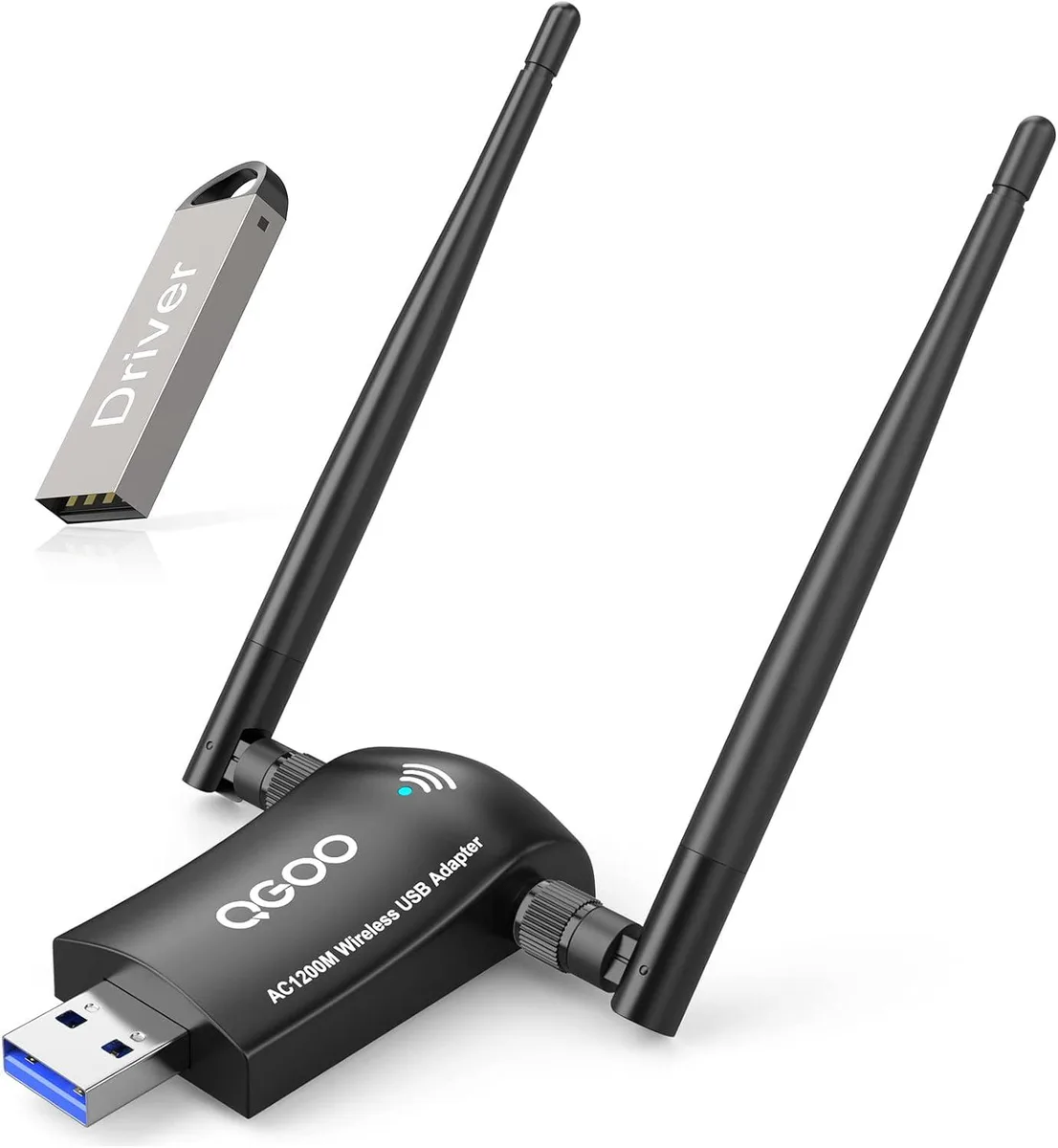 GCROWN GCROWN USB Wi-Fi Adapter AC1200 Dual Band 2.4/5GHz 300/867Mbps Dual Antenna — product photo