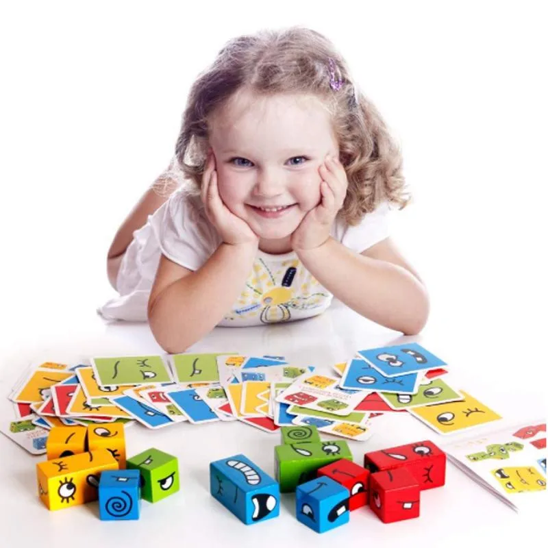 Boxed set of 12 coloured ABS blocks and 48 pattern cards