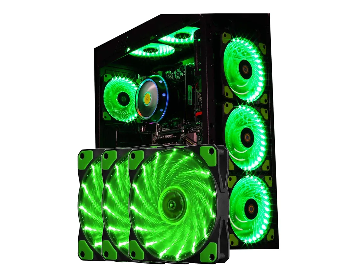 sakose sakose 12025-LED 120mm case fan 15 LEDs 16dB 1100RPM 3-pack — product photo