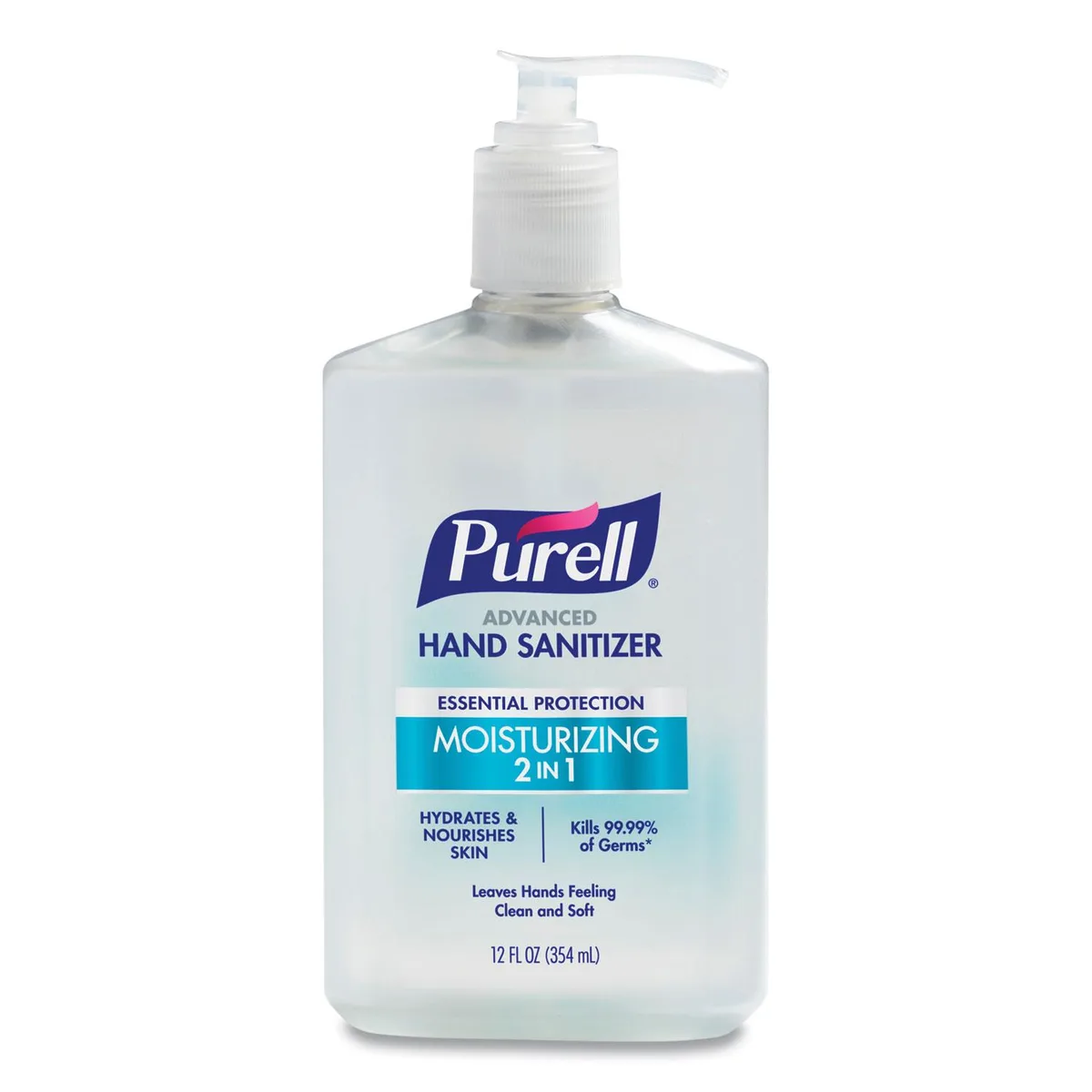 Go-Jo Go-Jo 369812 2-in-1 Moisturizing Hand Sanitizer Gel Clean Scent 12 oz Pump Bottle — product photo