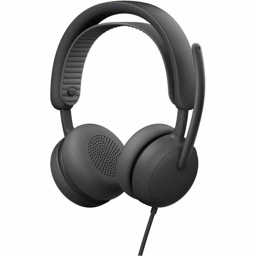 Graphite wired headset with boom mic, USB-C cable and USB-A adapter