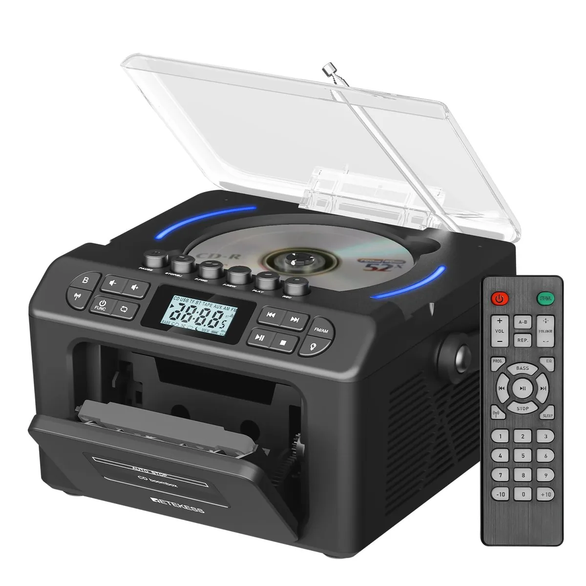 Retekess TR642 Boombox CD Cassette 5000mAh Black 2.309kg — product photo