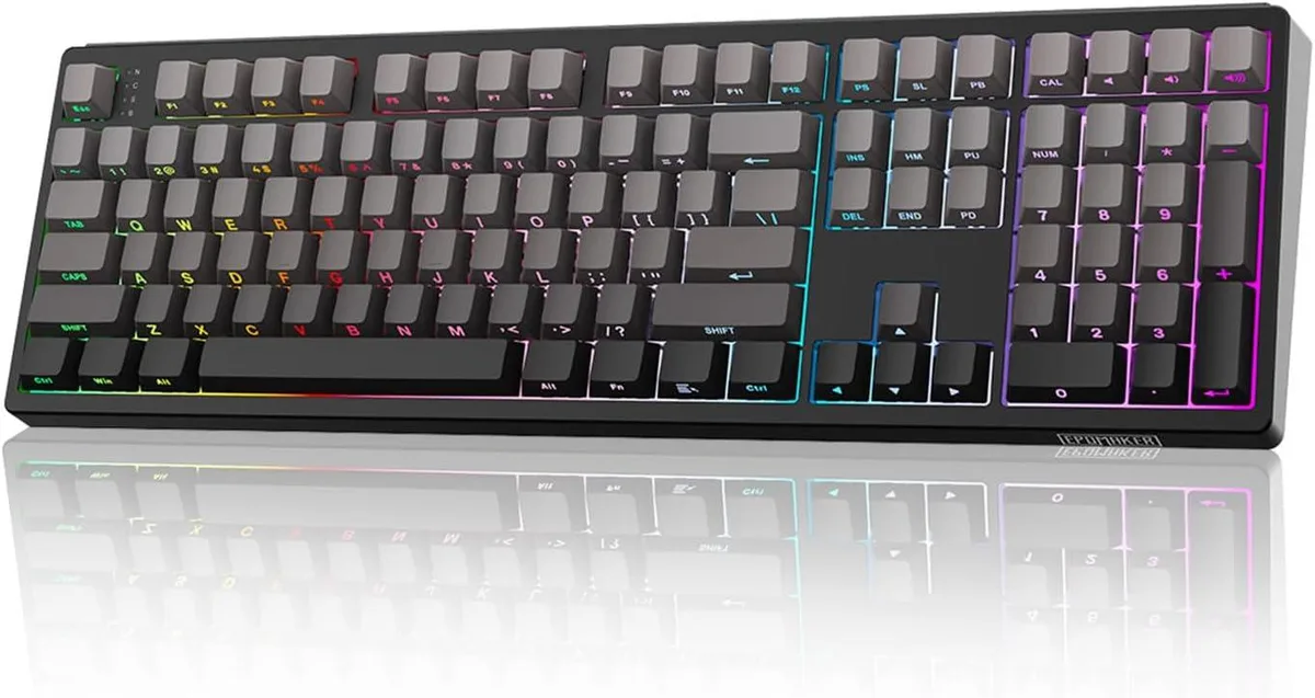 TUKO TUKO TH108 Full Size Mechanical Gaming Keyboard 108 Keys 8000mAh Sea Salt Silent Switch Black — product photo