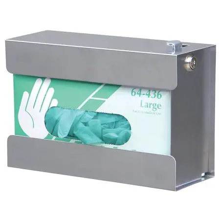 Stainless steel glove box holder with side key lock, wall-mountable vertically or horizontally