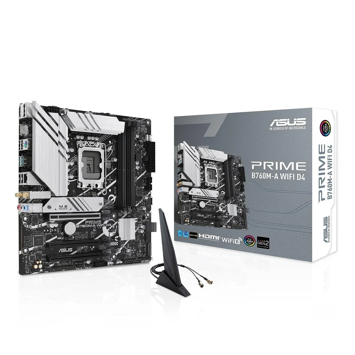 ASUS ASUS PRIME B760M-A WIFI D4 LGA 1700 mATX Intel motherboard PCIe 4.0 two M.2 slots Realtek 2.5Gb Ethernet — product photo