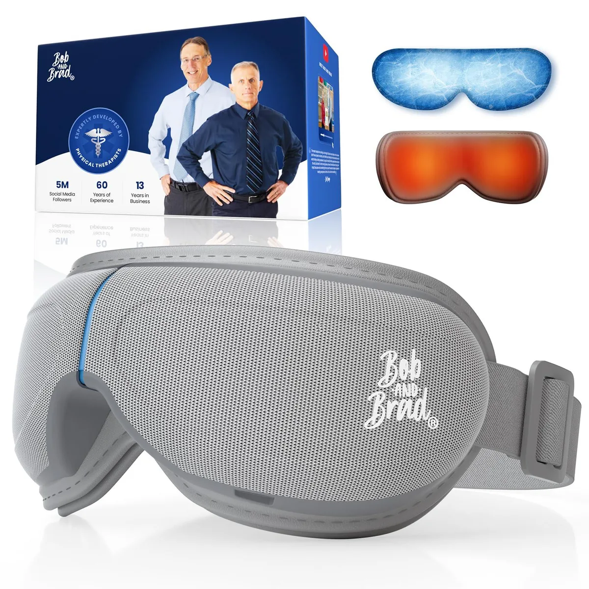 Blue eye massager with gel mask and adjustable strap