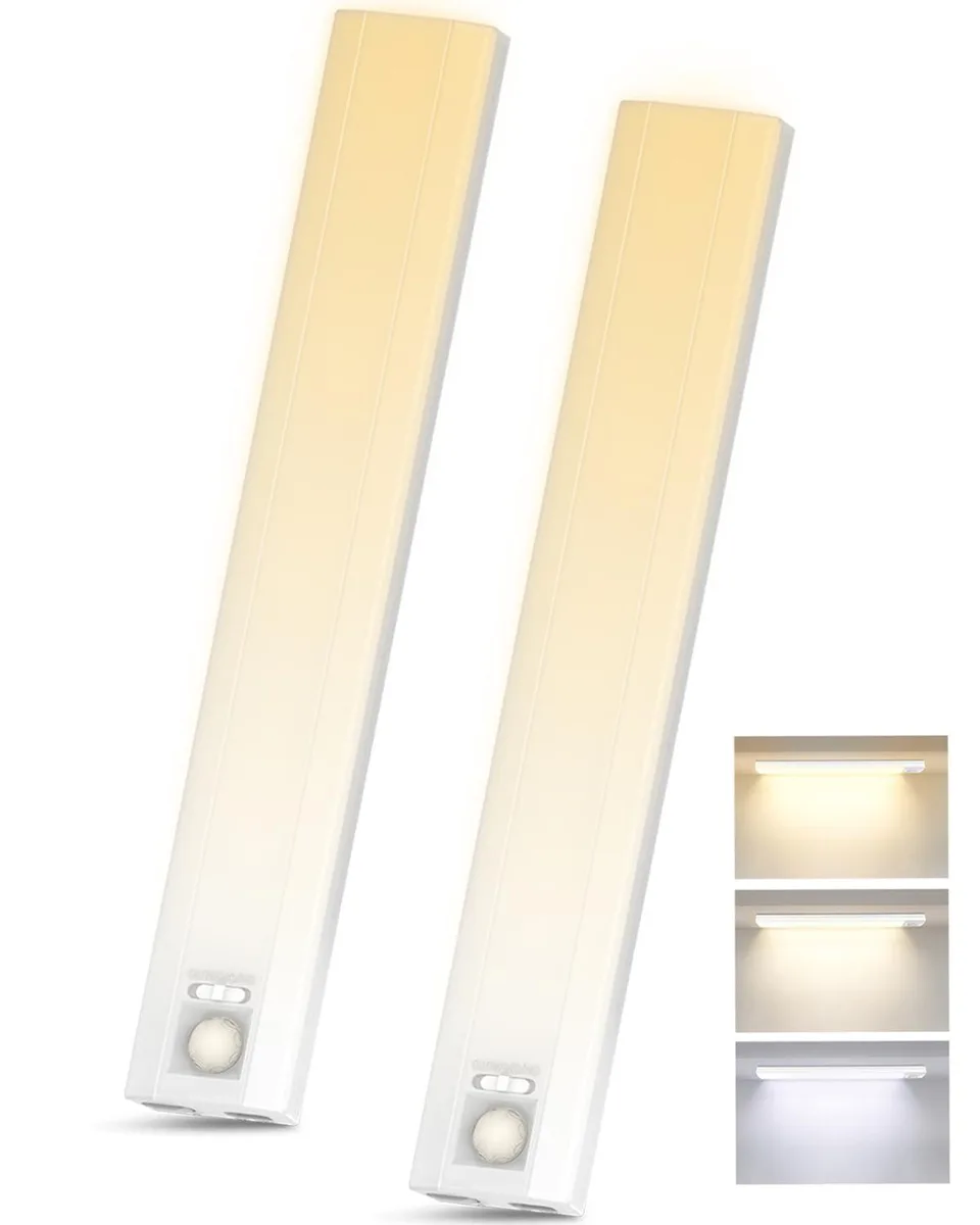Two white rectangular LED light bars with clear prismatic covers