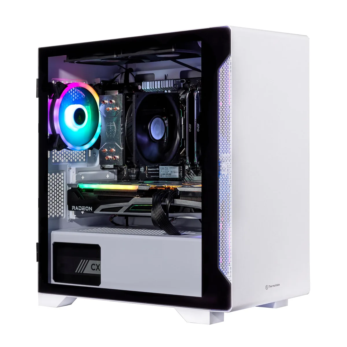 Velztorm Velztorm Nix gaming PC Ryzen 5 5600X Radeon RX 9070 XT 32GB DDR4 1TB PCIe SSD 750W Snow White — product photo