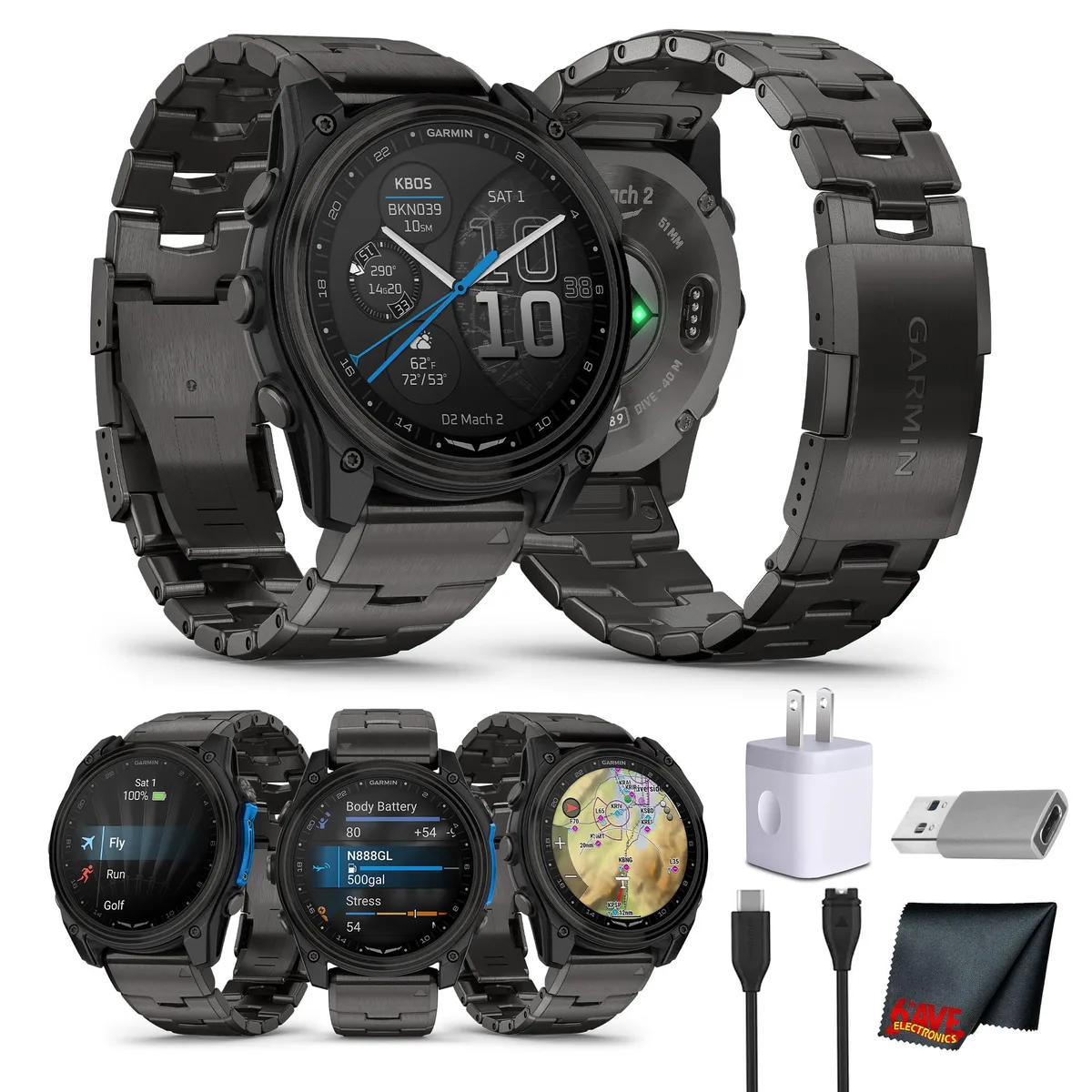 Garmin Garmin D2 Mach 2 Aviator Smartwatch 51 mm Carbon Grey Titanium — product photo