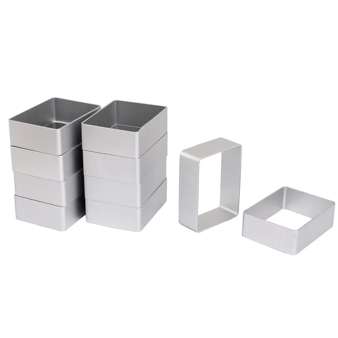 Ten silver aluminium rectangle cake cutters 50 by 38 by 16mm