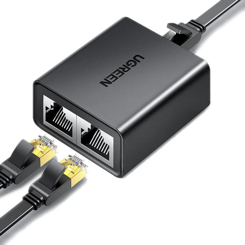 Corn Electronics Corn Electronics Ethernet Splitter RJ45 1 to 2 Adapter 100Mbps (2 Pack) — product photo