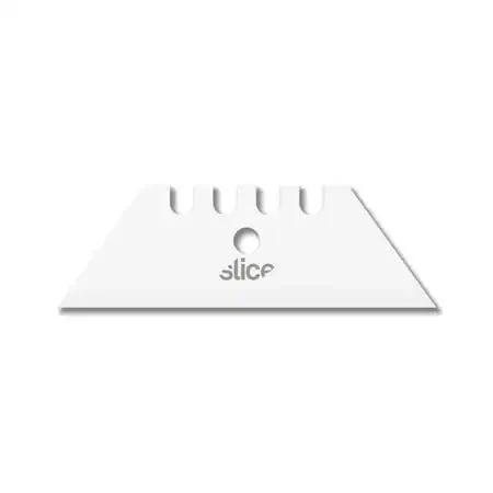 Two small white ceramic utility blades with pointed tips in a pack