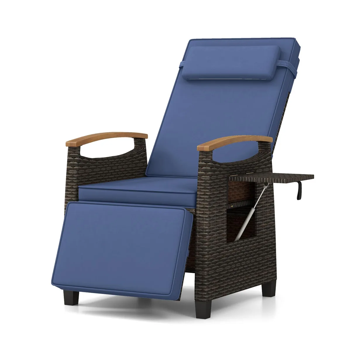 SlickBlue SlickBlue Patio Wicker Recliner Chair Navy 31-56 x 24 x 41.5 in — product photo