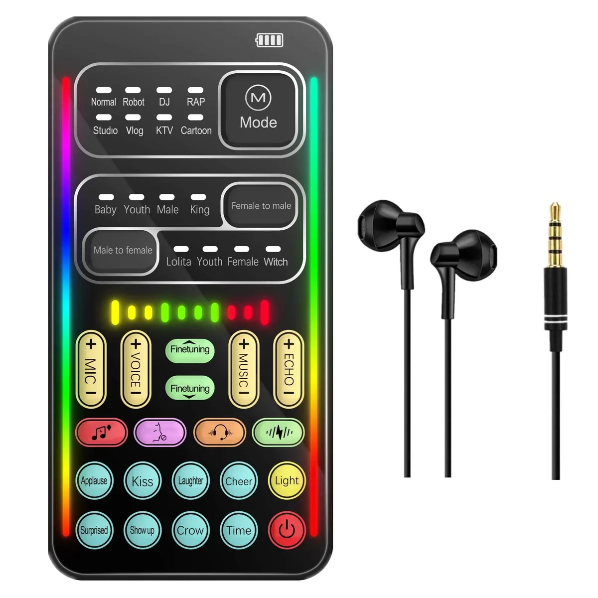 Portable Voice Changer i9 2nd Gen 8 Live Modes 8 Voice Modes 10 Sound Effects 3.5mm — product photo