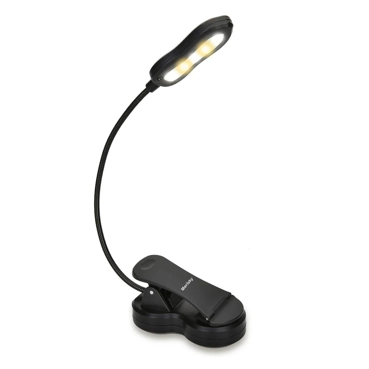  Merisky Rechargeable Book Light Black 3 Color 3 Brightness 1100mAh 60 Hours — product photo