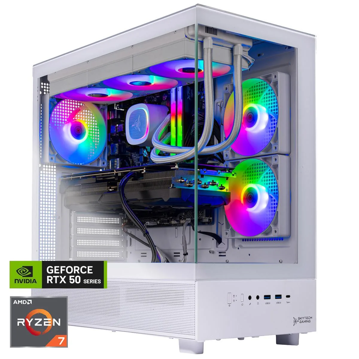 Skytech Skytech Azure 3 Gaming PC Ryzen 7 7700 RTX 5070 32GB DDR5 2TB NVMe — product photo