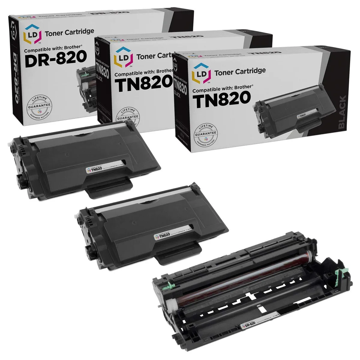 Brother Brother TN820 DR820 toner drum pack 2 toners 1 drum 3000 pages — product photo